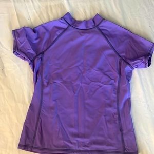 NWOT Lands End Swim Shirt Rash Guard Size Small 7-8 ShortSleeve Purple Beachwear
